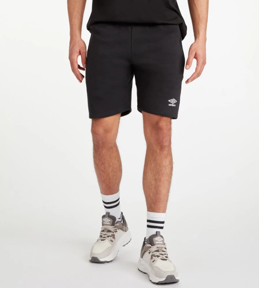 Umbro Men's Club Leisure Jog Shorts - Black/White Athletic Running Comfort Fit