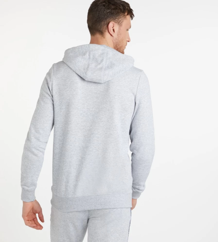 Umbro Men's Grey Marl & Black Loopback Hoodie with Large Logo