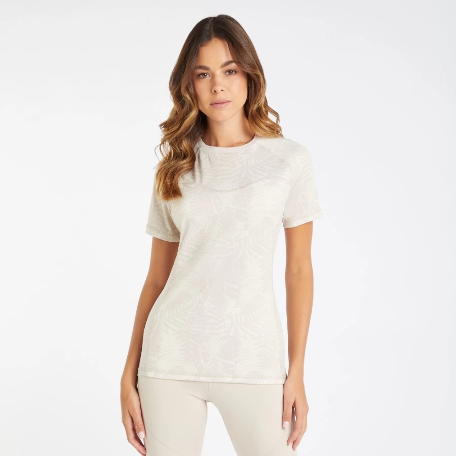 Umbro Women's Pro Training Printed Poly Tee - Silver Gray / Birch Athletic Top