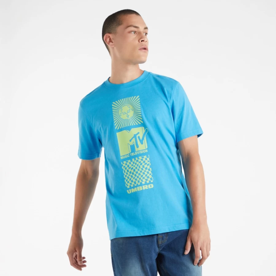 Umbro Men's Malibu Blue MTV Graphic Tee - Vintage Inspired Cotton T-Shirt