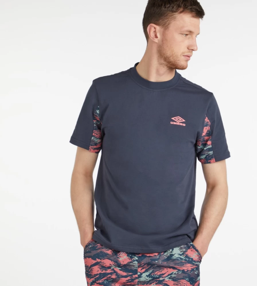 Umbro Men's Resort Crew Tee - Indian Ink & Pink Lift Casual T-Shirt