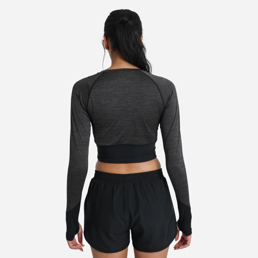 Umbro Women's Black Marl Pro Training Long Sleeve Crop Top